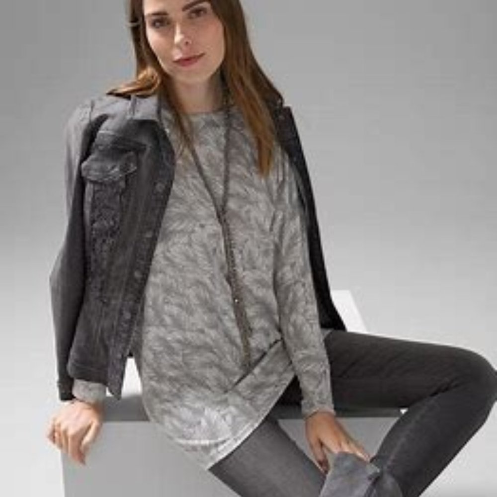 WHBM Light Knit Dolman Tunic in Feather pattern M